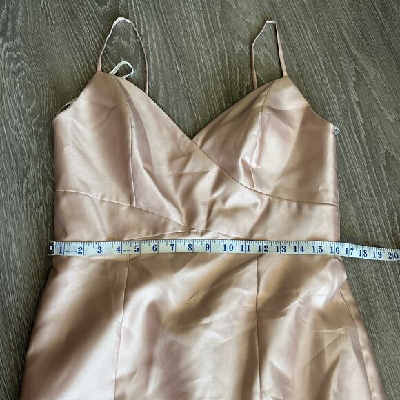 Alfred Sung Dress Size 14 Twill Trumpet Front Slit Cameo D758 - Picture 8 of 16